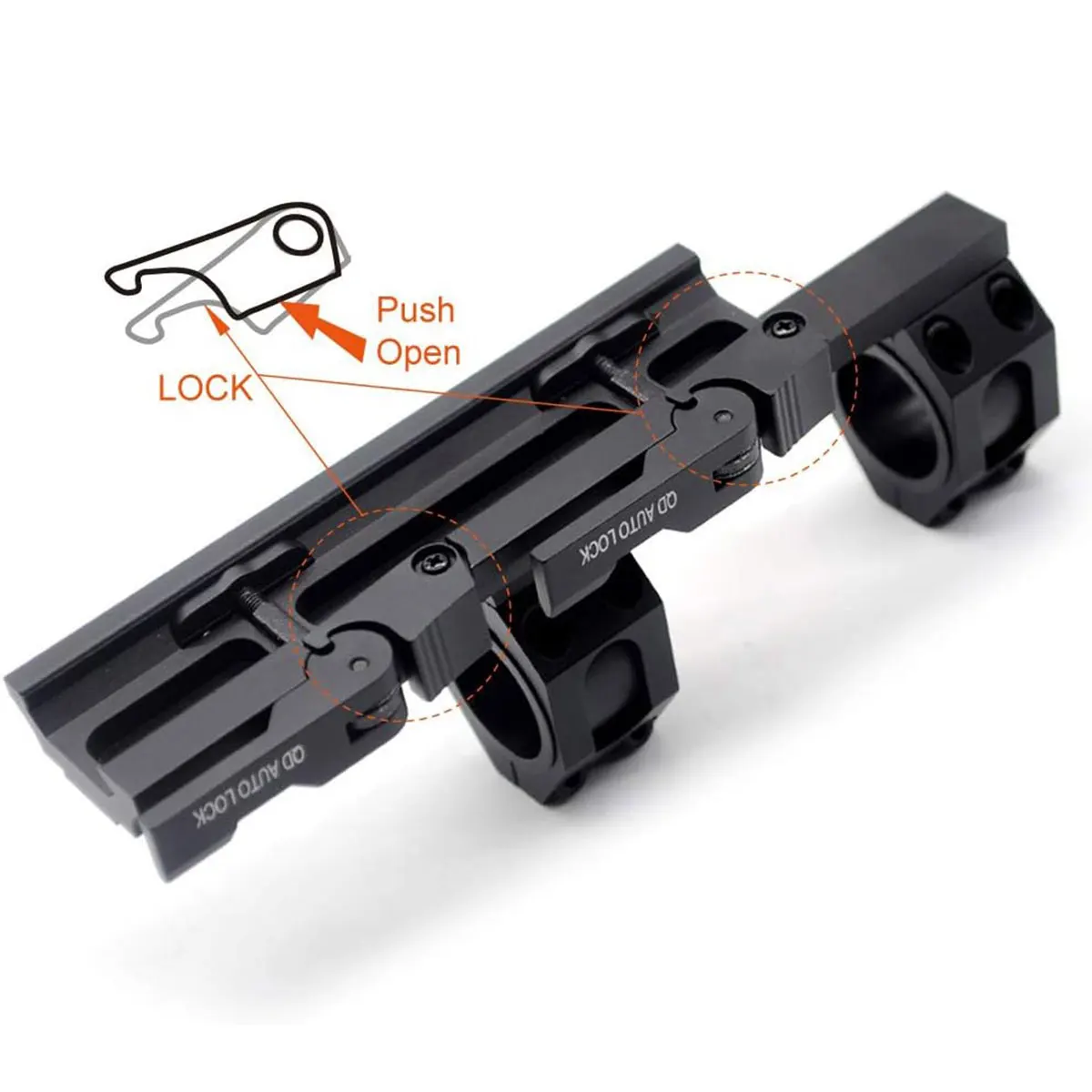 Montura QD 25,4/30 mm con palanca y anillo doble para riel Picatinny - imagen 4