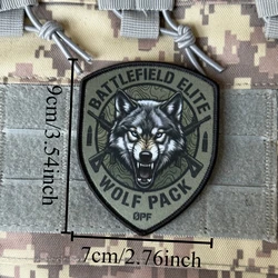 Parche táctico lobo escudo insignia moral impresa para ropa y mochila