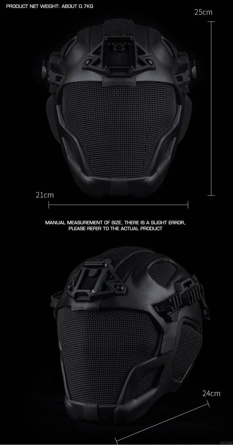 Detalle del perfil del casco con el sistema de ajuste y la malla de protección