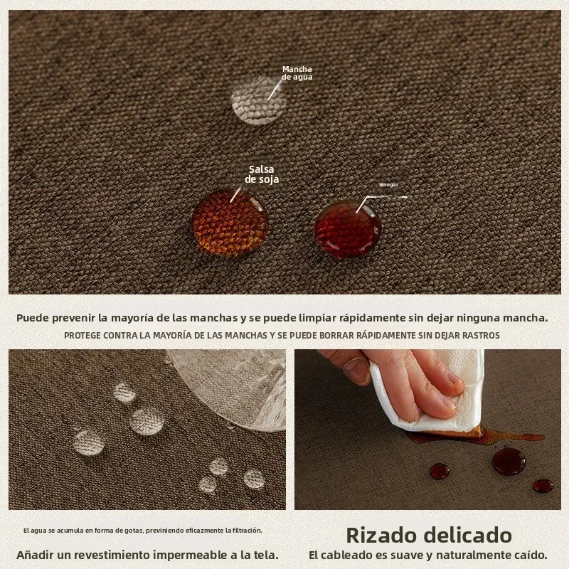 Mantel redondo impermeable efecto lino, resistente aceite y viento - imagen 2