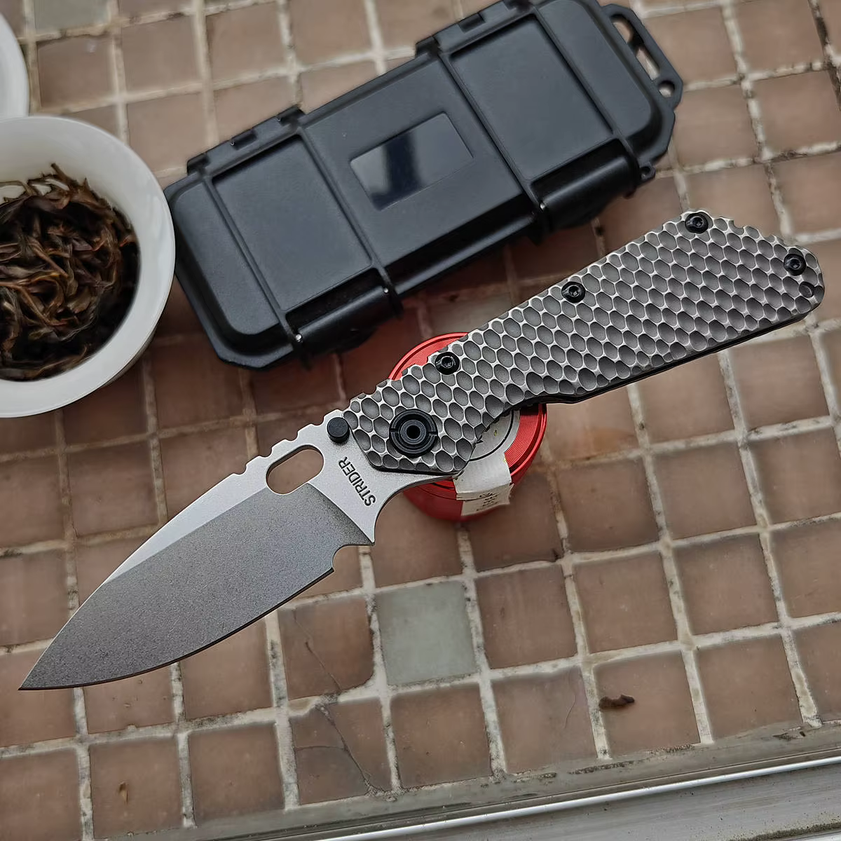 JUFULE Cuchillo plegable EDC AUS10 titanio y acero – camping, caza - imagen 4
