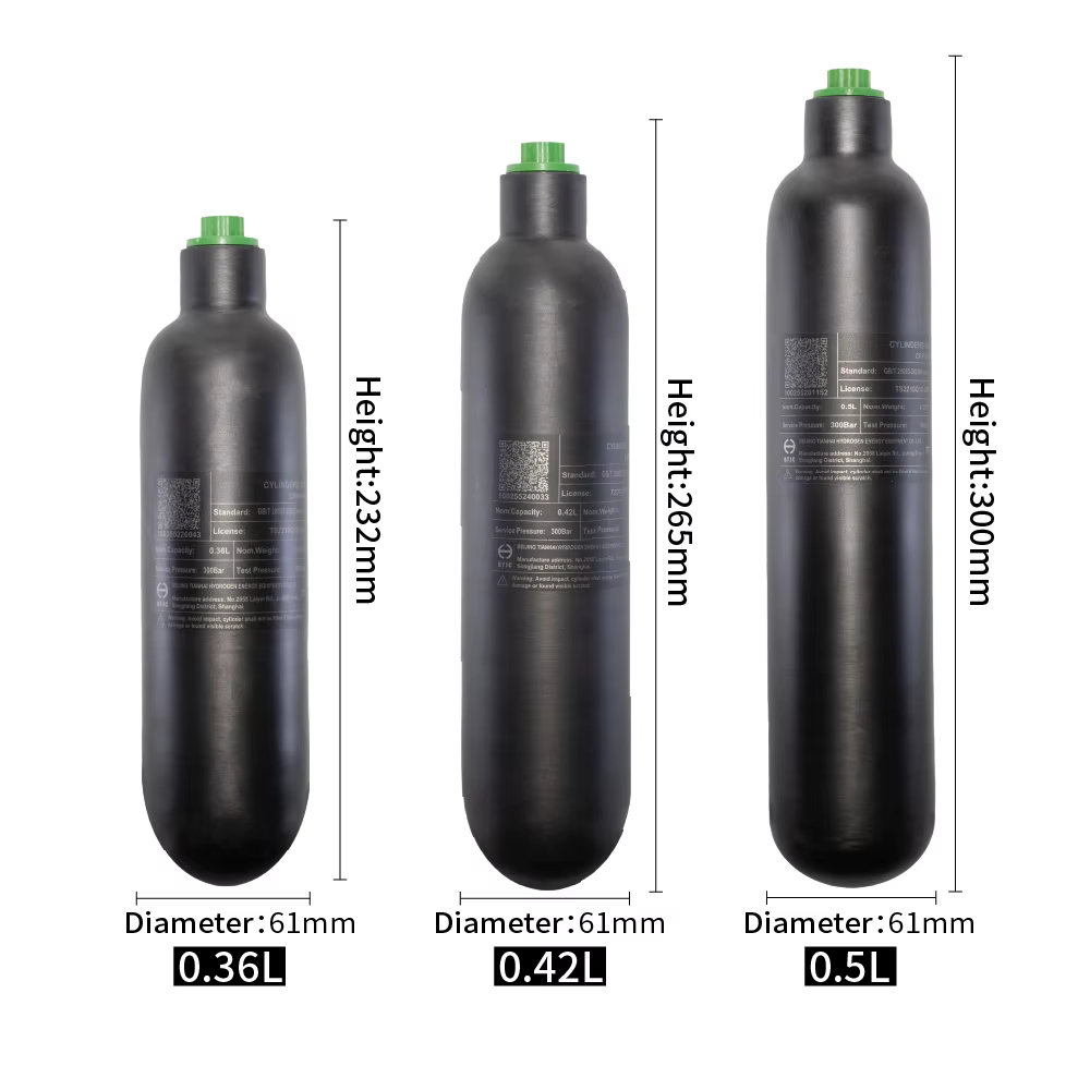 Botella HPA fibra de carbono alta presión acabado mate uso táctico - imagen 3