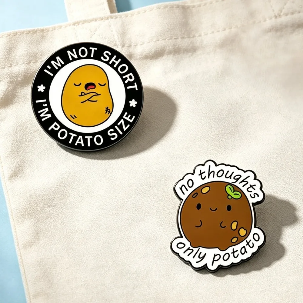Pin esmaltado patata meme Sin pensamientos, para bolsos y ropa