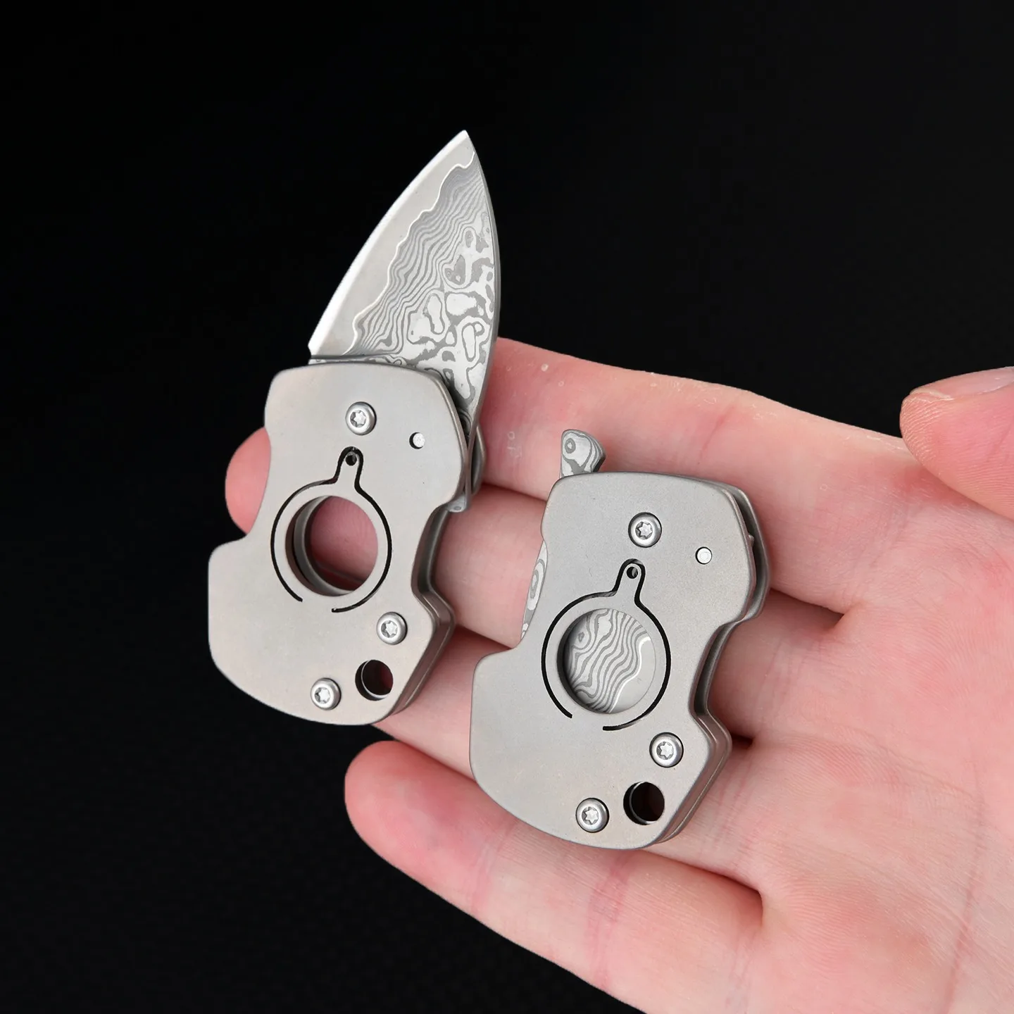 Cuchillo Frutas Plegable Clavillo Damasco Titanio – EDC Camping y Cocina
