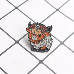 Insignia táctica broche vaca vintage con corona floral campestre