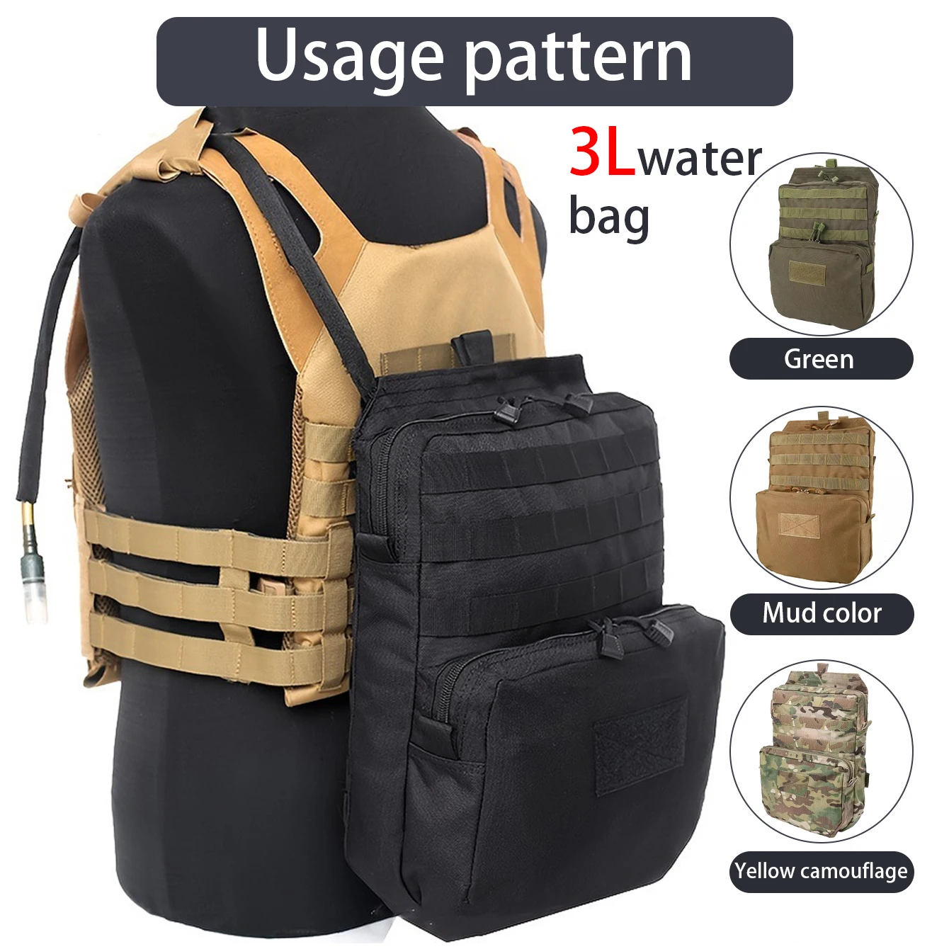 Bolsa de hidratación MOLLE con compartimentos y gran capacidad - imagen 5