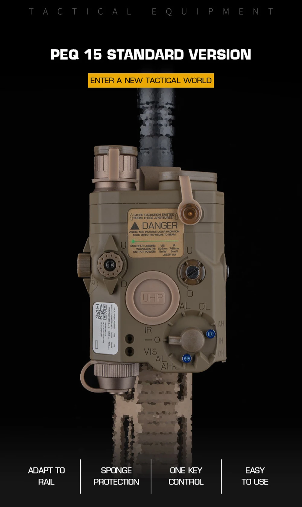 Linterna táctica PEQ-15 en uso