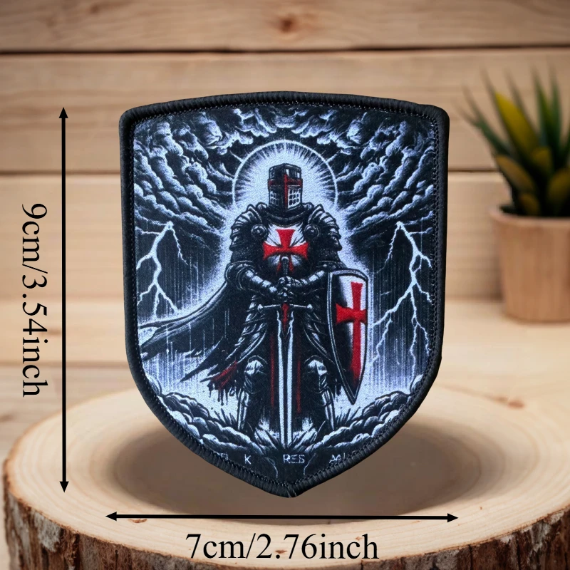 Parche táctico Cruz Templaria con gancho y bucle para mochila - imagen 4