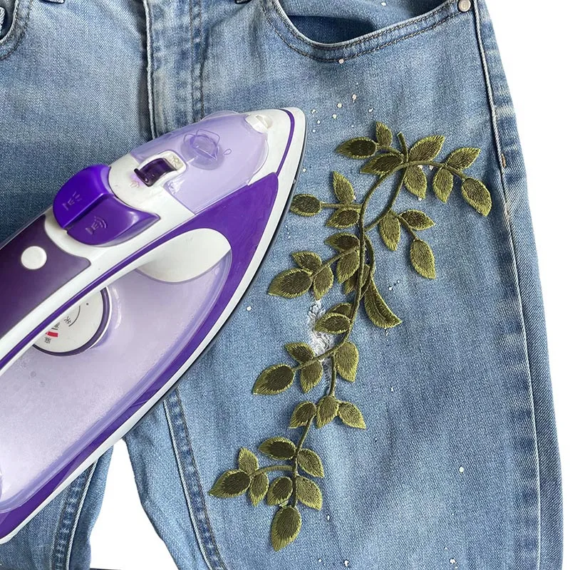 Parche termoadhesivo hojas de hiedra verdes floral para ropa - imagen 3