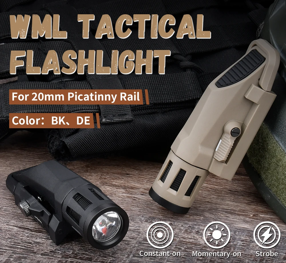 Linterna táctica WADSN WML GEN2 vista frontal con mount