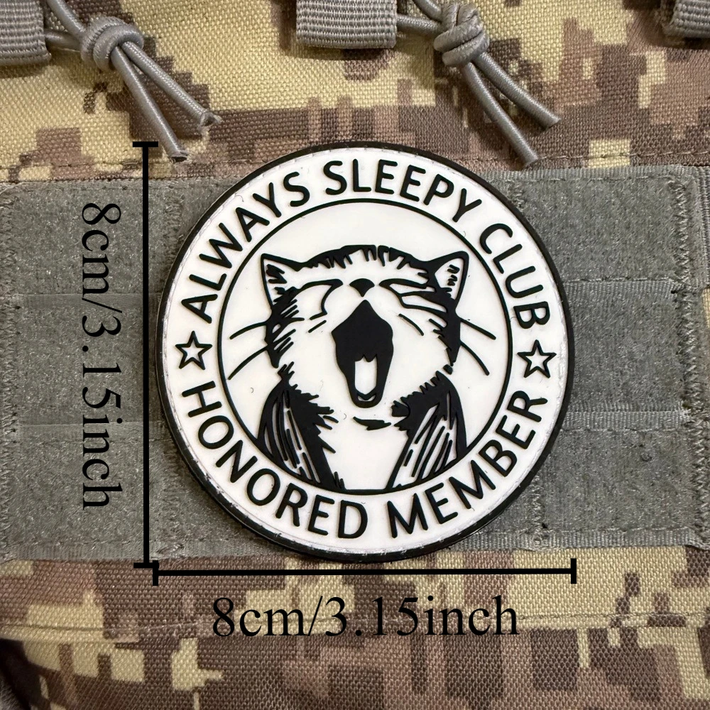 Parche táctico PVC gato Always Sleepy insignia para mochila y chaqueta - imagen 2