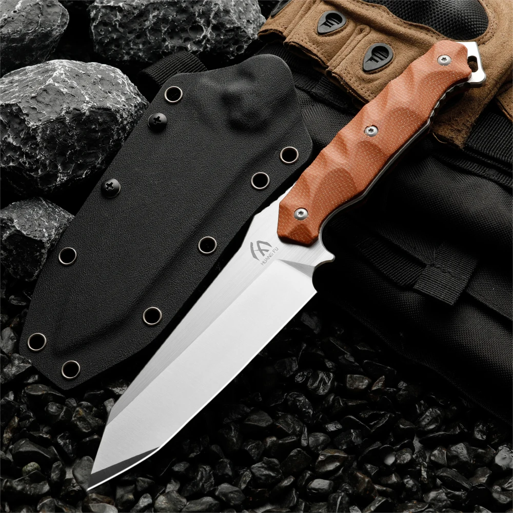 Cuchillo de hoja fija lino al aire libre con funda táctica