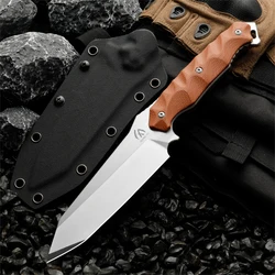 Cuchillo de hoja fija lino al aire libre con funda táctica