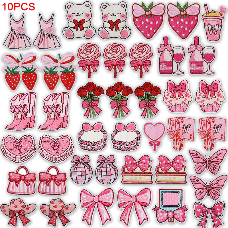 Parche bordado para planchar fresa, oso y rosa – infantil - imagen 3