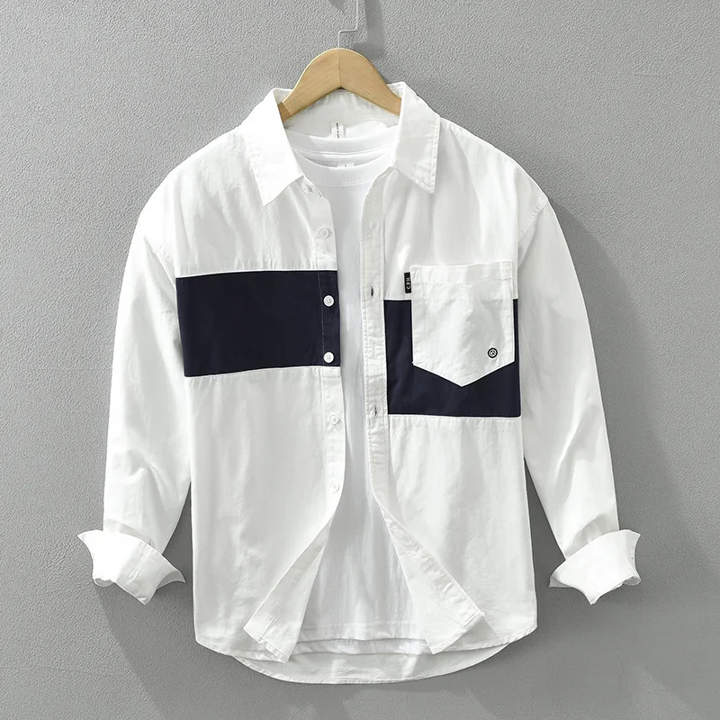 Camisa táctica vintage manga larga con parches y cuello algodón - imagen 3