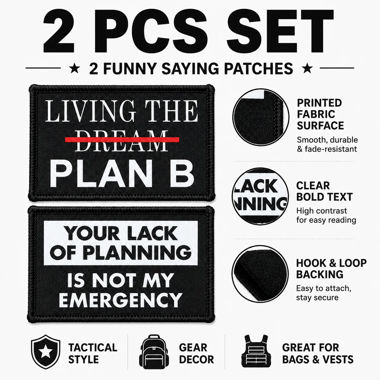 Parche táctico de moral Plan B para mochila o chaleco - imagen 4