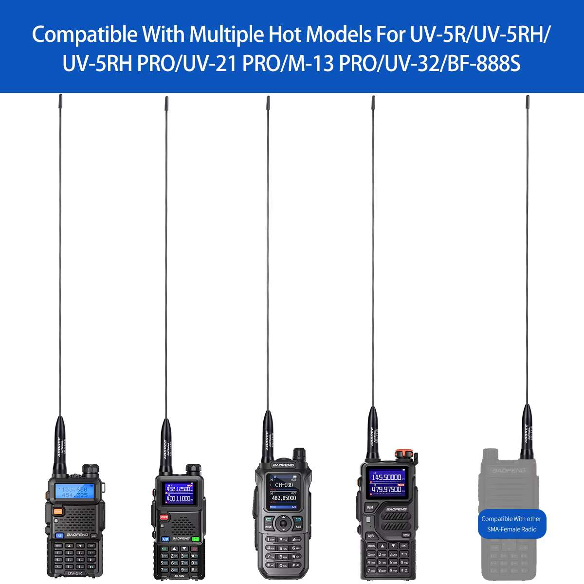 ABBREE AR-771S antena UHF VHF titanio para Baofeng Quansheng - imagen 5