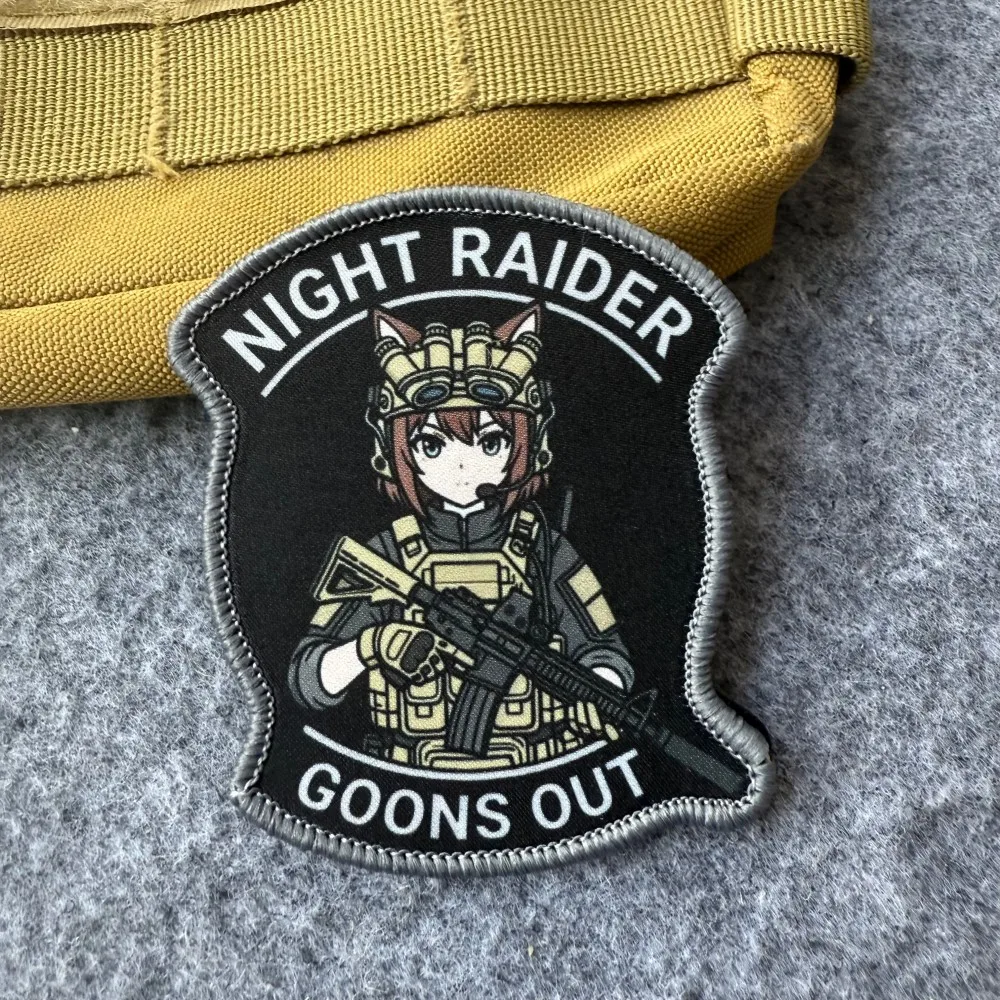 Parche táctico de chica anime con orejas de gato y velcro - imagen 2