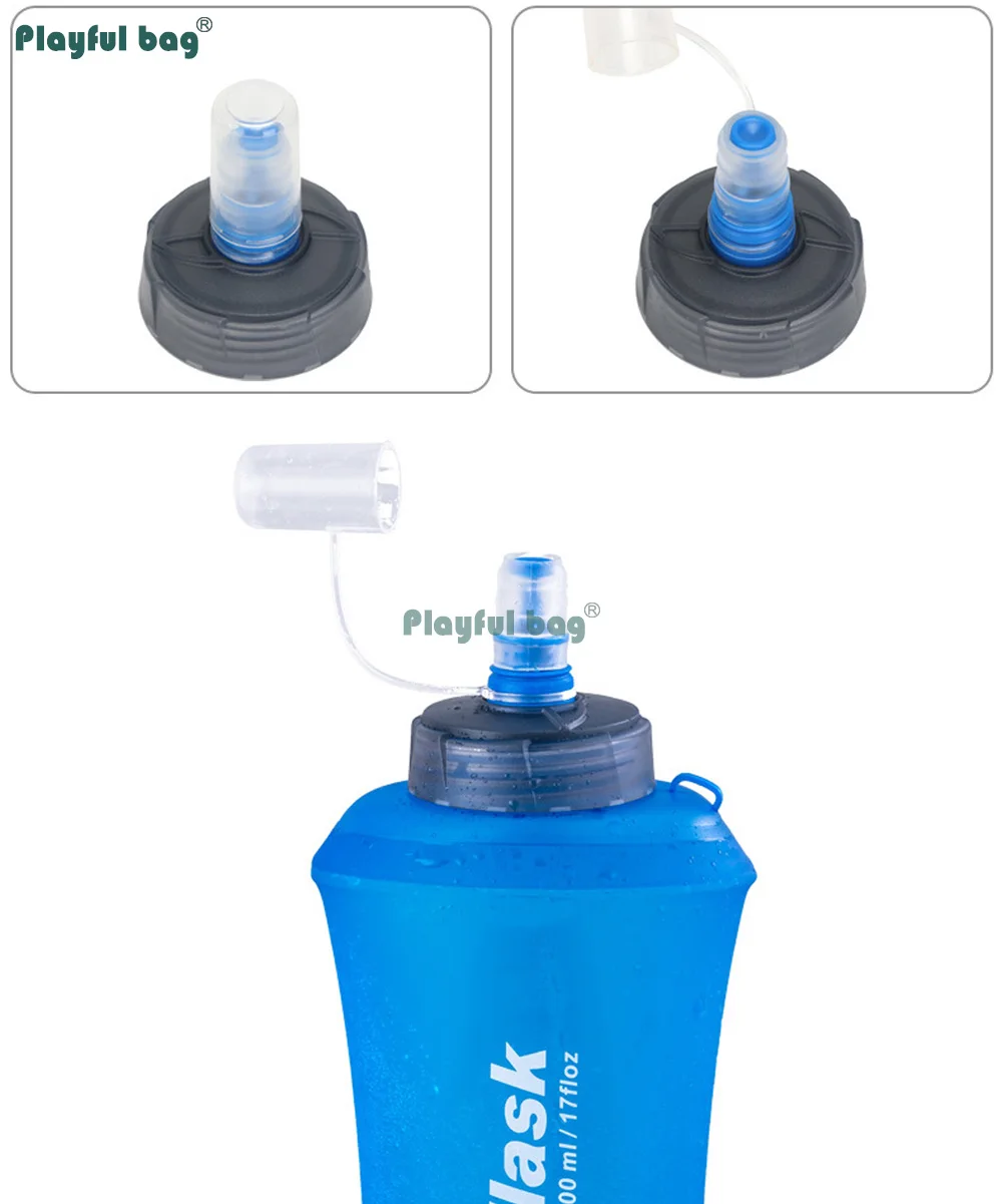 Botella plegable flexible en uso