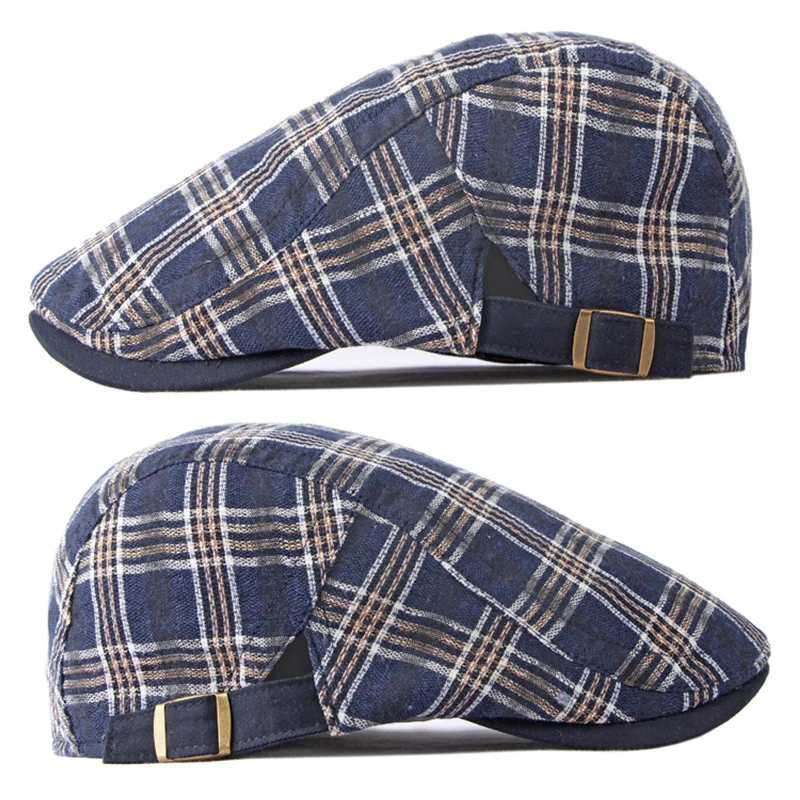 Gorra plana transpirable a cuadros con visera para verano - imagen 3