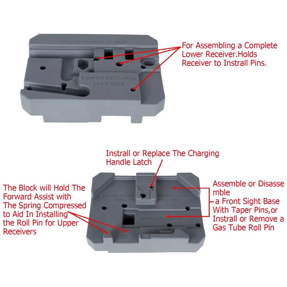 AR-15 Bloque de reparación plástico gris para ensamblaje y mantenimiento - imagen 3