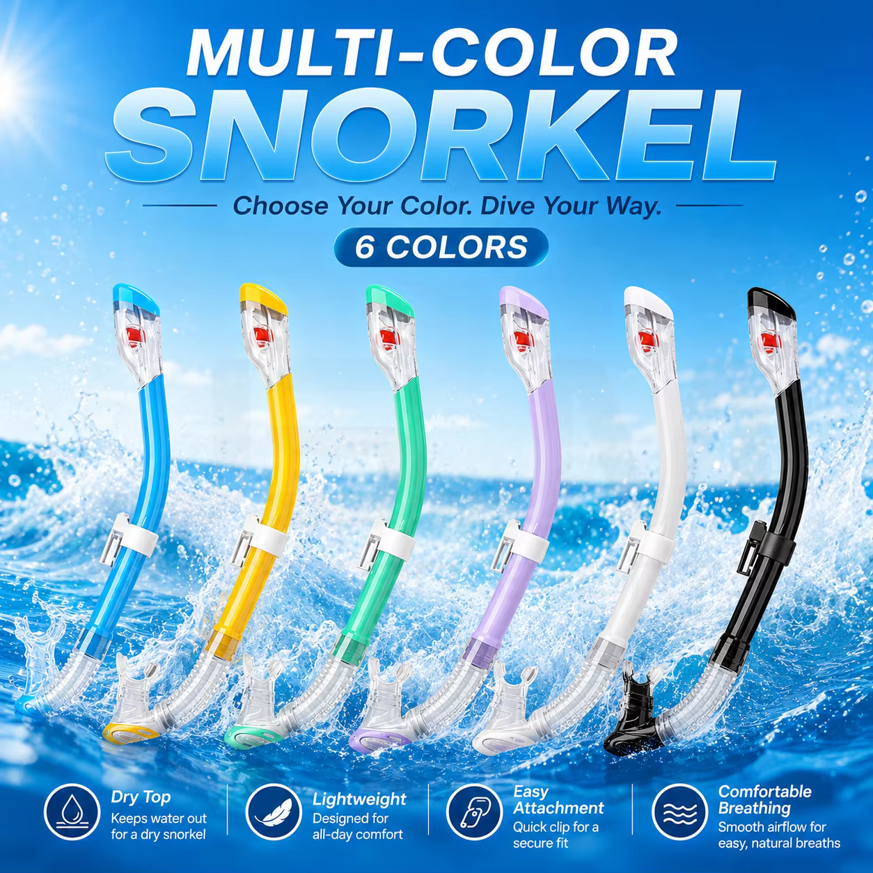 JSJM tubo de snorkel para buceo en seco con válvula antiflojo - imagen 5