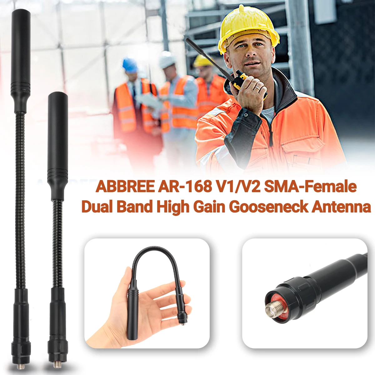 AR-168 Gooseneck antena táctica doble banda SMA hembra para UV-5R - imagen 5