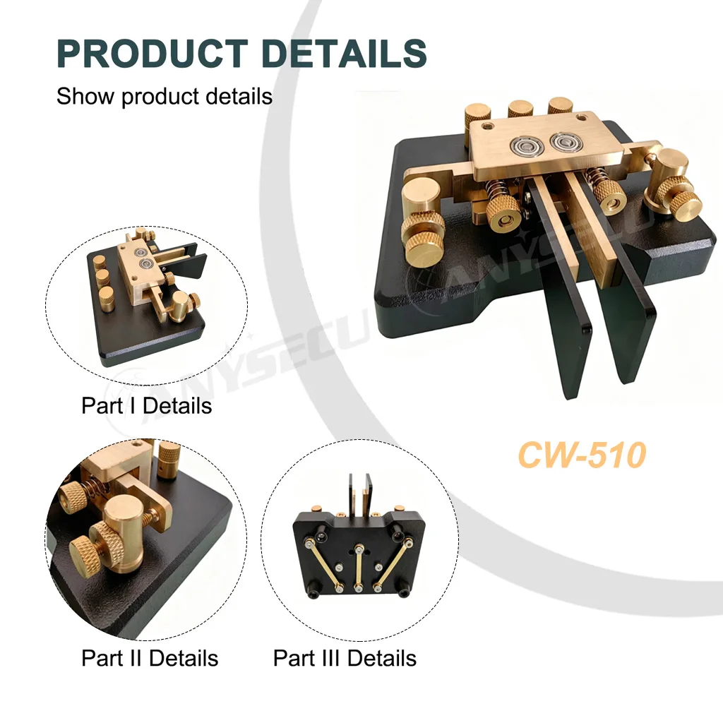 Anysecu CW-510 Llave telegráfica Morse doble palanca de precisión - imagen 3