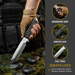 Cuchillo táctico fijo con funda resistente para supervivencia