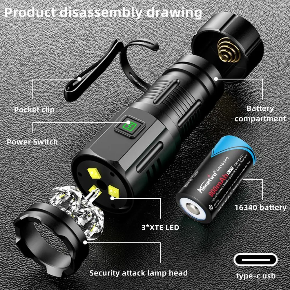 Mini linterna LED recargable USB con imán para bolsillo - imagen 5