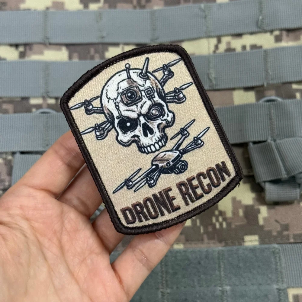 Parche táctico velcro gancho y bucle calavera drones reconocimiento - imagen 5