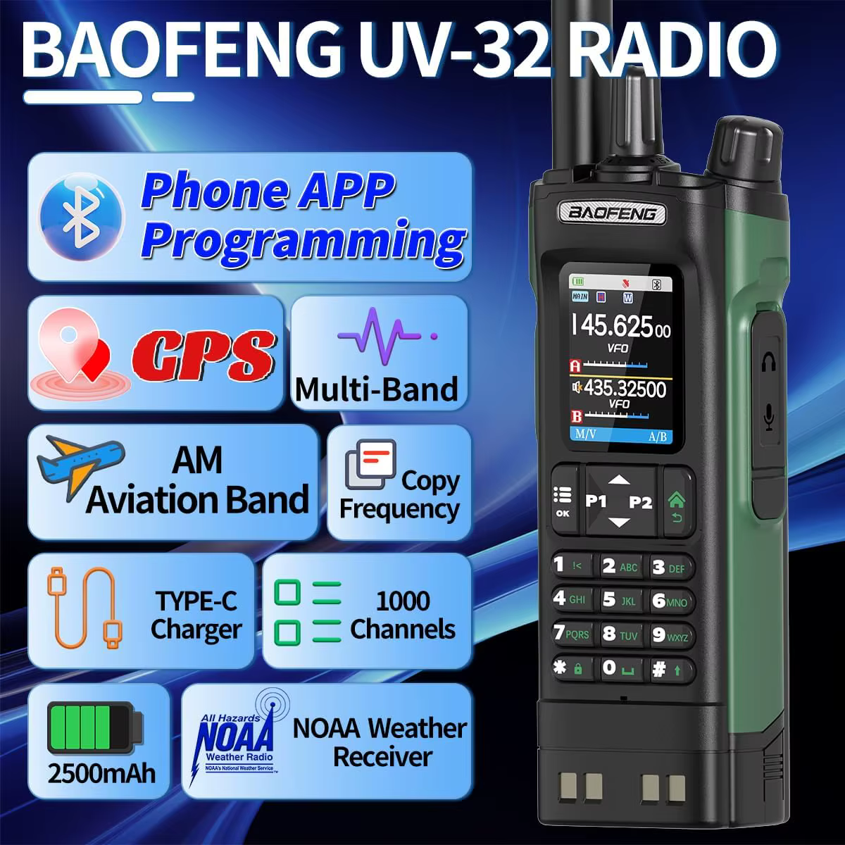 BAOFENG UV-32 walkie talkie con GPS, radioafición y Bluetooth - imagen 2