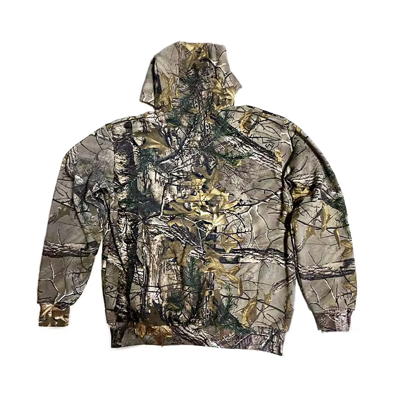 Sudadera táctica camuflaje woodland – Algodón orgánico capa base aire libre - imagen 3