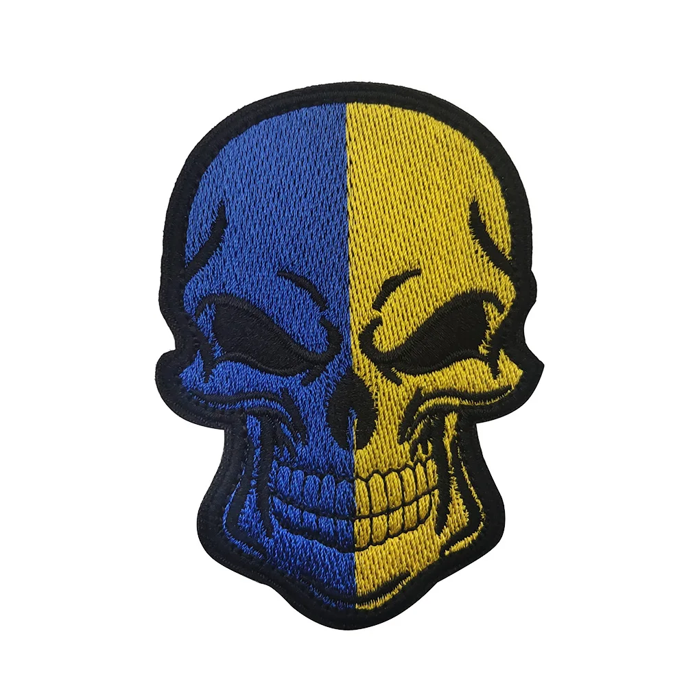 Parche bordado táctico bandera Ucrania calavera y trébol de la suerte - imagen 5