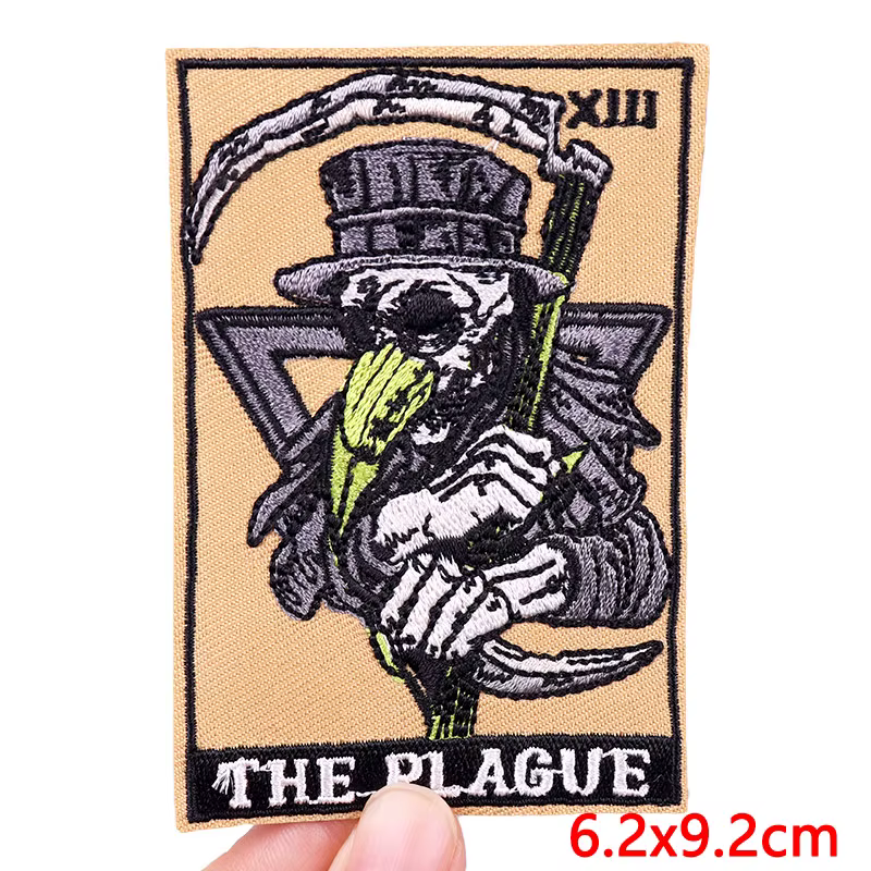 Parche Tarot bordado para planchar – insignia calavera punk en ropa - imagen 2