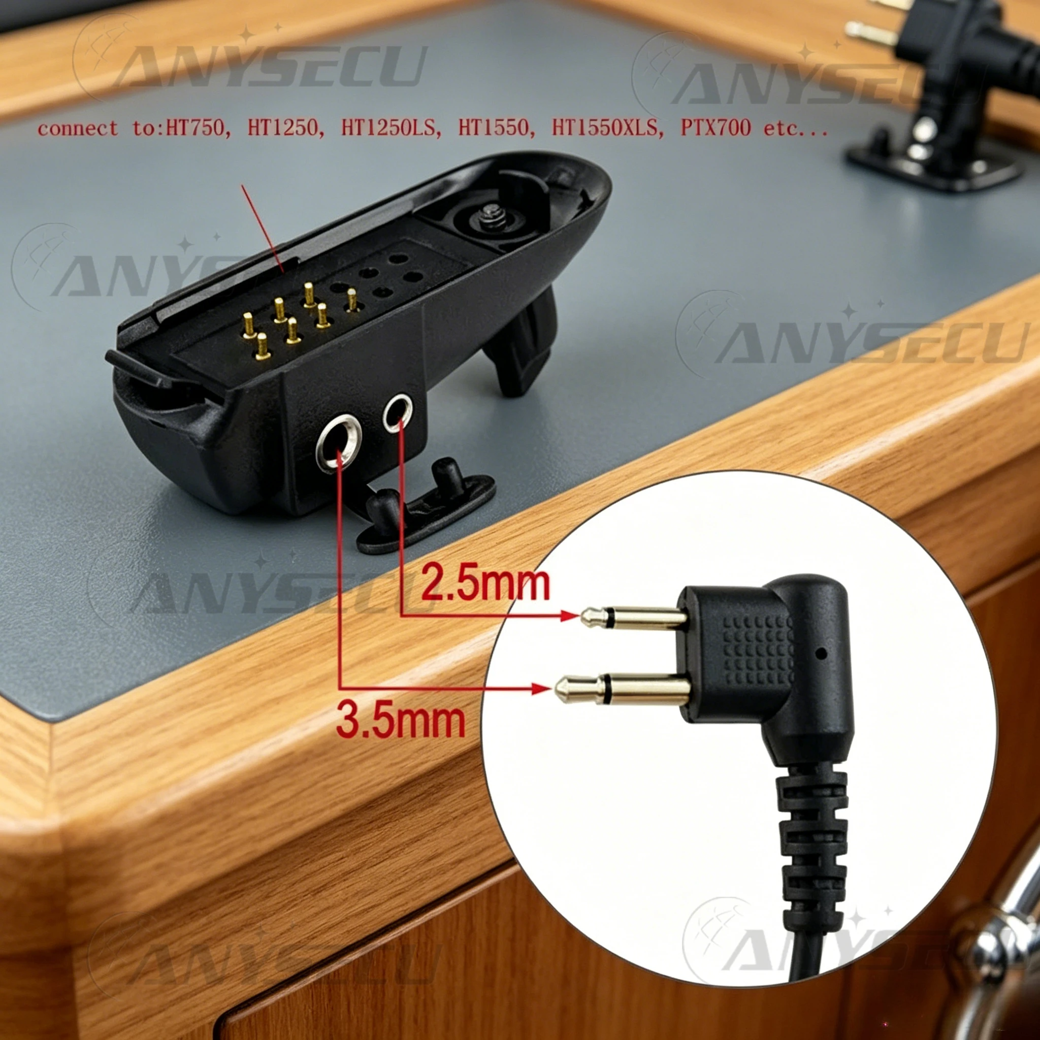 Adaptador audio Walkie Talkie conector Jack y cubierta antipolvo - imagen 3
