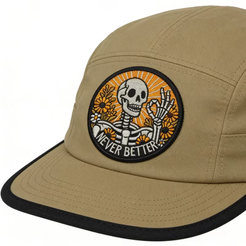 Parche bordado esqueleto Never Better floral con velcro para chaqueta - imagen 4