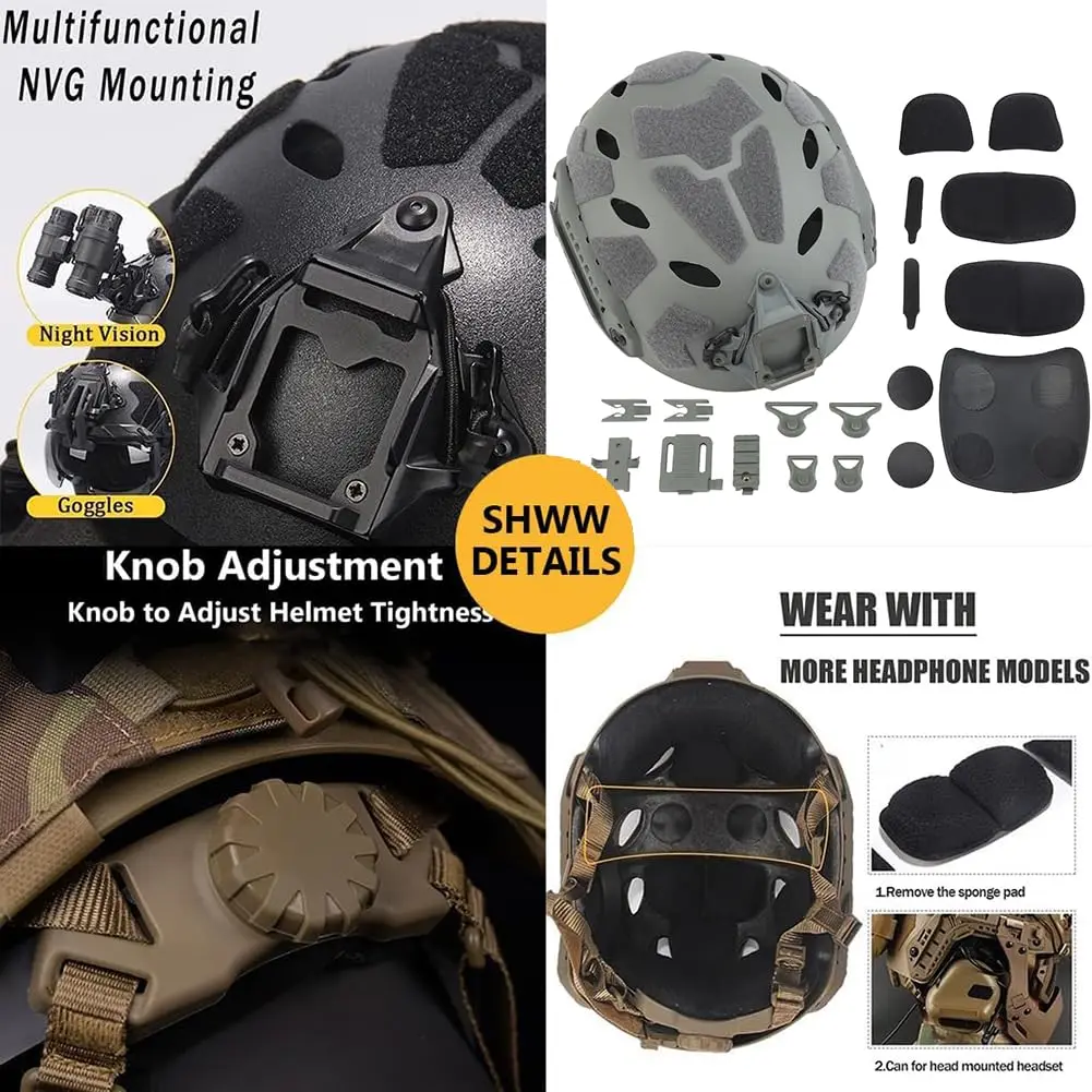 Detalle del aspecto táctico y perfil del casco