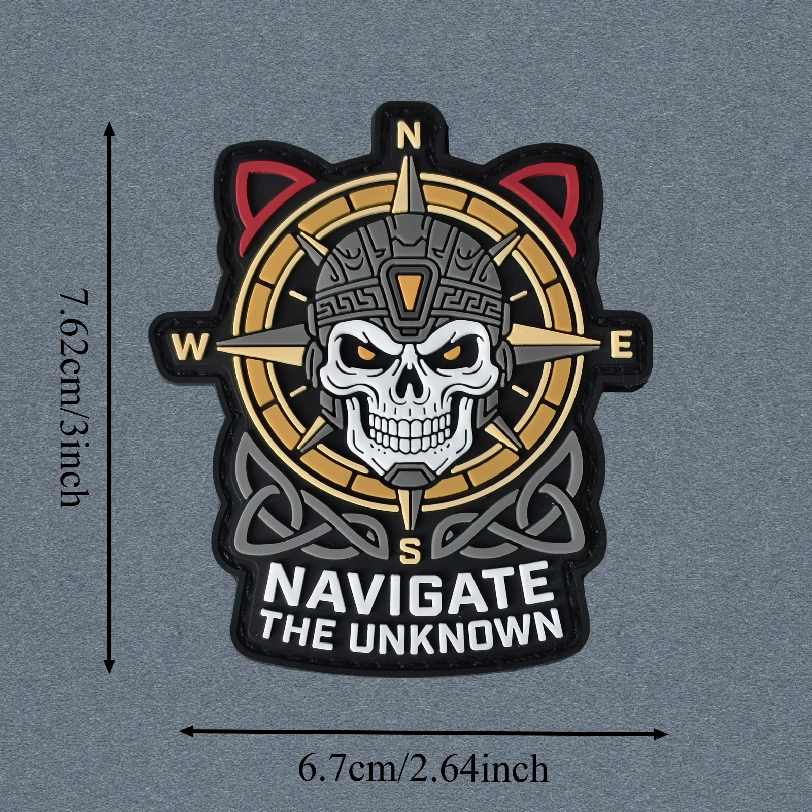 Parche táctico PVC Navigate The Unknown calavera brújula velcro