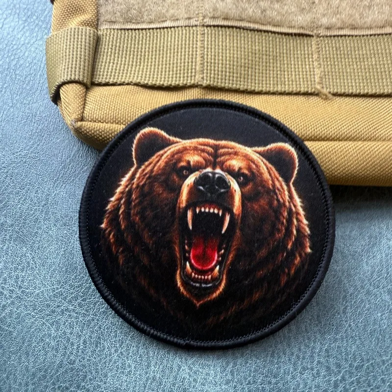 Parche táctico moral grizzly rugiente militar con gancho y bucle - imagen 3