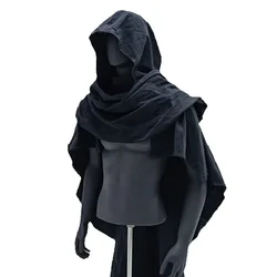 TRN Capa exterior retro crepé algodón-lino negra