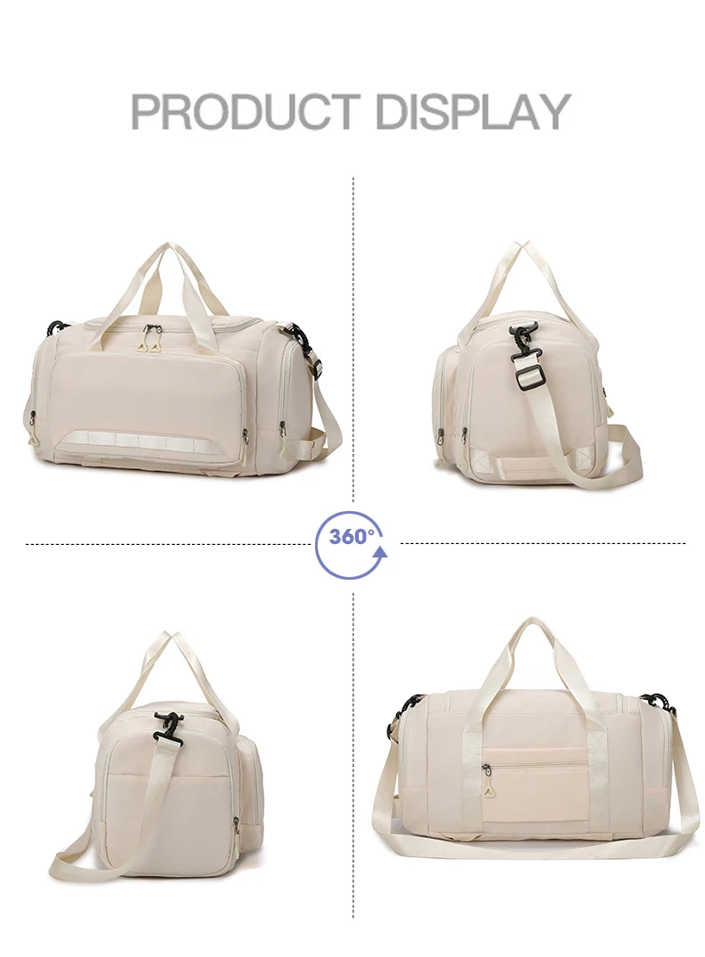 Bolso junto a maleta con ruedas