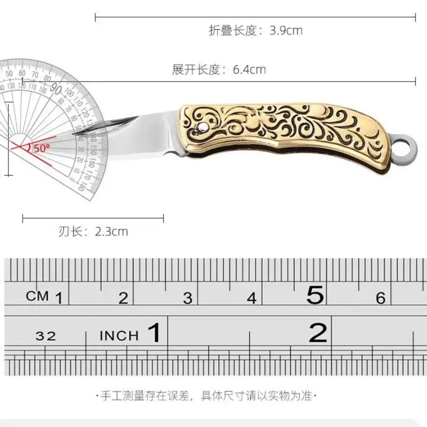 Mini cuchillo colgante para llavero cobre y madera, hoja afilada - imagen 5