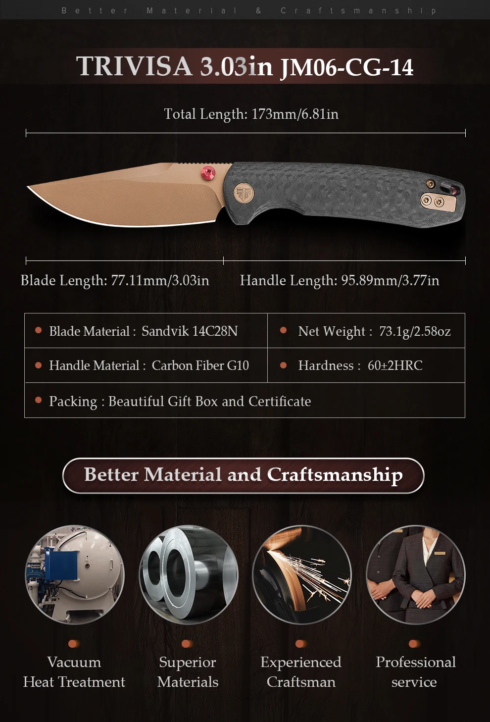 Mango G10 y acabado de la empuñadura
