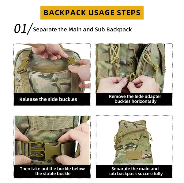 ERT Urban Assault Mochila táctica convertible gran capacidad viaje - imagen 3