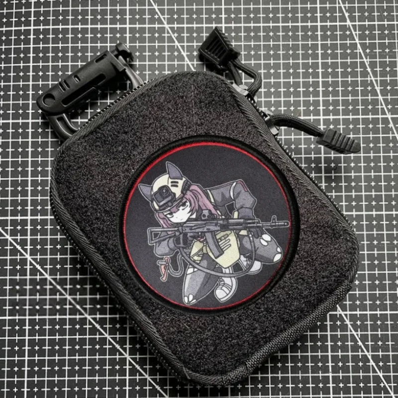 Parche de moral anime chica gato con velcro para mochila y ropa