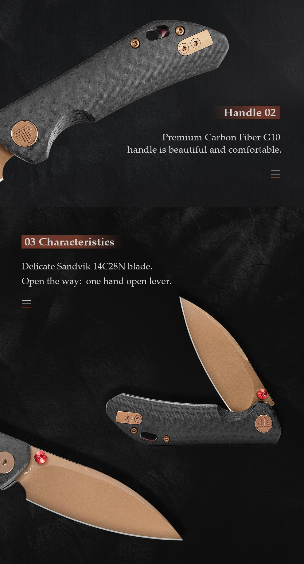Cuchillo plegable con diseño para exteriores