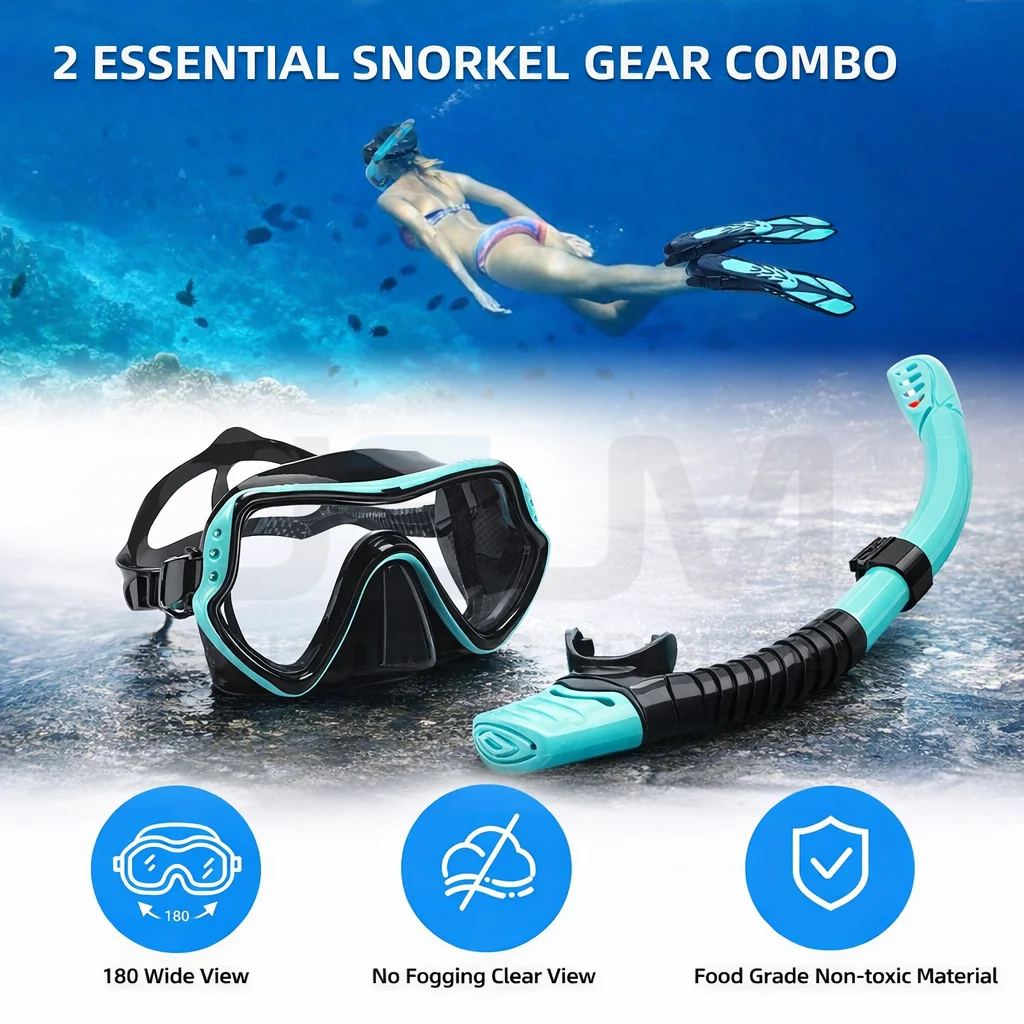 JSJM Set de snorkel adulto con máscara y tubo respirador