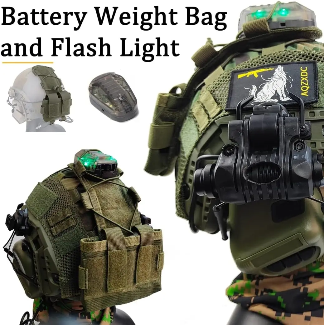 Kit casco Airsoft con auriculares, gafas y linterna – Paintball CQB - imagen 4