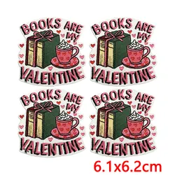 Parches termoadhesivos literarios con corazón y rosa bordada para ropa